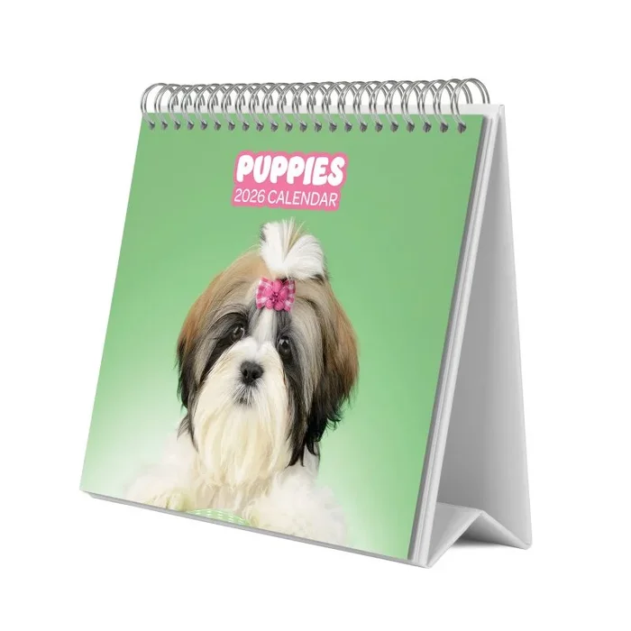 Grupo Erik Calendario sobremesa 2026 Perros – Almanaque de mesa 2026 Con espacio para Anotar, Vista Mensual global, Ilustraciones y Base resistente (19,5 x 16,5cm)