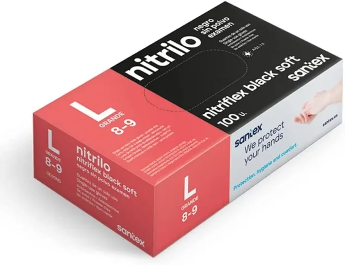 GUANTE NITRILO NEGRO L 100UDS SANTEX