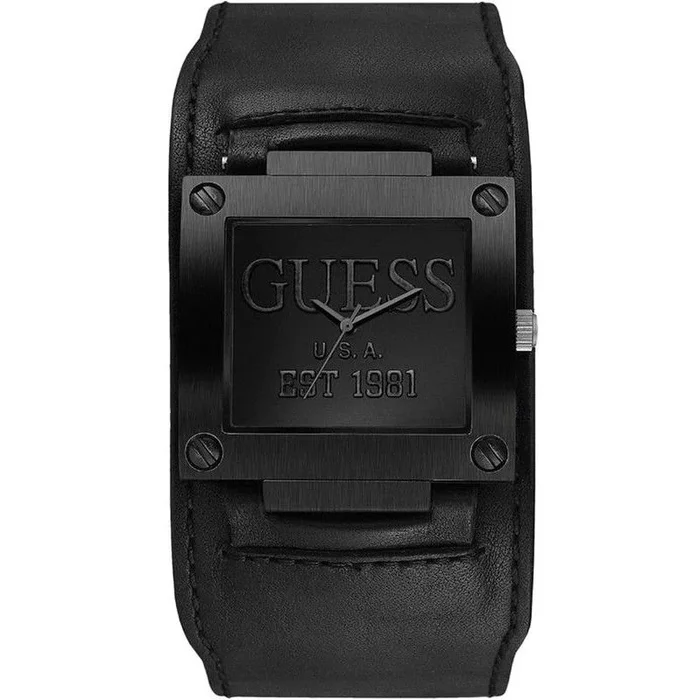 Guess EST. 1981 W10265G1 – Reloj analógico de Cuarzo para Hombre, Correa de Cuero Color Negro