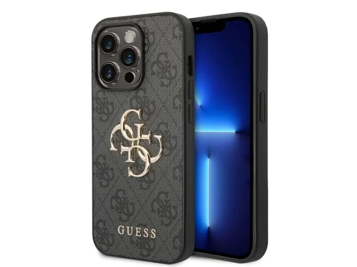 GUESS GUHCP15L4GMGGR – Carcasa para iPhone 15 Pro de 6,1″, Color Gris