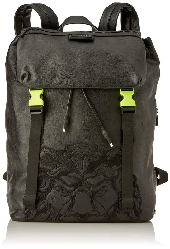 Guess, salameda, synthetic leather, textile backpack, black, laptop compartiment, unisex