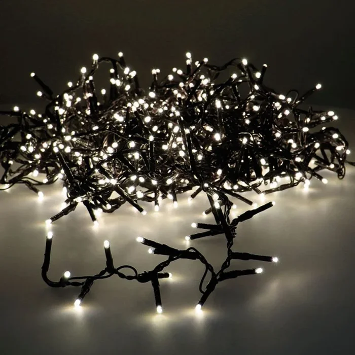 Guirnalda led compact parpadeante exterior blanco calido 19m 750 leds cable verde