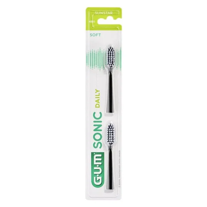 GUM Sonic Daily 4110 – Cabezales de cepillo blandos, color negro