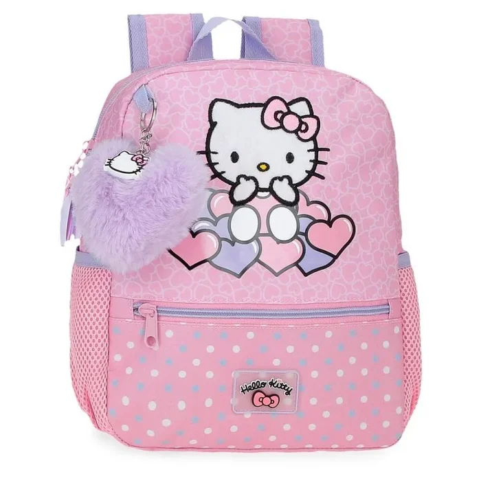 Hello Kitty Hearts & Dots Mochila Escolar Adaptable a Carro Rosa 23x28x10 cms Poliéster 6,44L