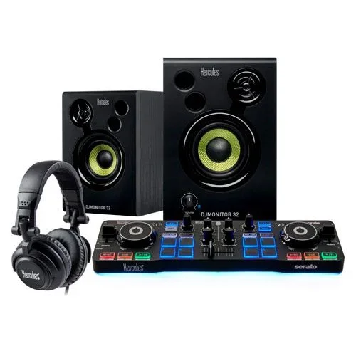 Hercules DJStarter Kit – Kit completo para empezar en el DJing con Serato DJ Lite, incluye DJControl Starlight, HDP DJ45 y DJMonitor 32, para PC y MAC