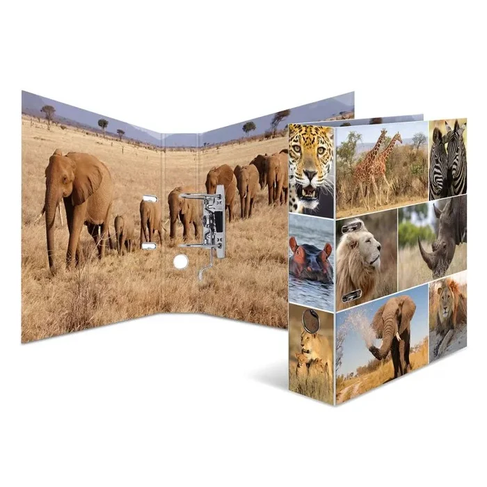 HERMA Archivador de anillas con palanca Animales con motivo Animales africanos, A4, 70 mm, con estampado interior, 1 carpeta con motivos
