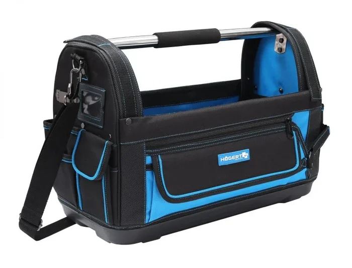 Högert Technik – Bolsa de herramientas multifunción | Portaherramientas | Bolsa de trabajo multifuncional (49 x 25 x 35 cm) | de poliéster 600D | Base de material PE | 12 bolsillos exteriores