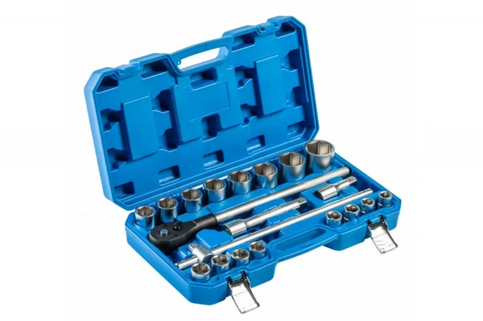 Högert Technik – Juego de herramientas de 21 piezas, 3/4″ | Juego de herramientas | Carraca, llave de vaso y otros accesorios de 3/4″ | Aleación de acero al cromo vanadio
