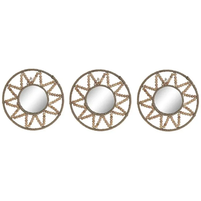 Home ESPRIT Juego de Espejos Natural Scandi 20 x 1 x 20 cm (3 Piezas) – Marca EAN: 8424002123260