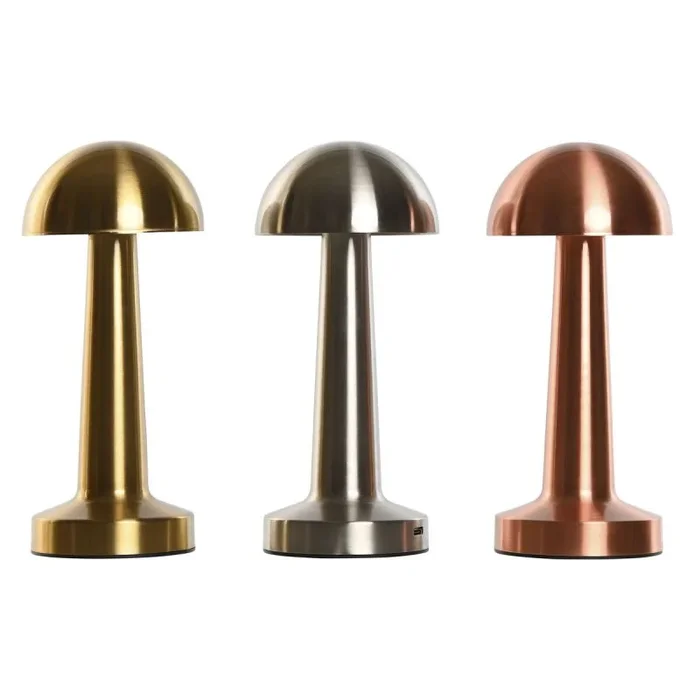 Home ESPRIT Lámpara de Mesa Cobre Dorado Plateado Metal Hierro 9 x 9 x 21 cm (3 Unidades) S3056519 – EAN: 8424002129330