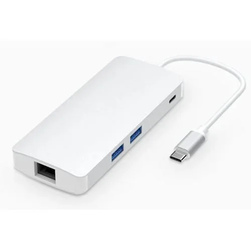 Hub 8 en 1 Tipo C con Usb-C, HDMI, SD, TF, 2 USB, VGA y RJ45 (Negro)