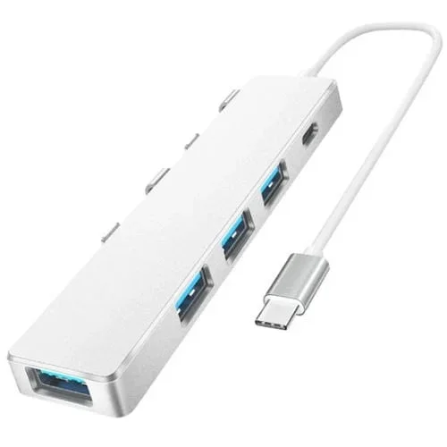 Hub Expansor USB-C Ads-301C con USB-C, USB 3.0 y 3 puertos USB 2.0 (Plateado)