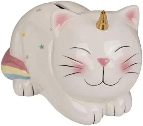 Hucha gaticornio cerámica 17×12 cm con llave