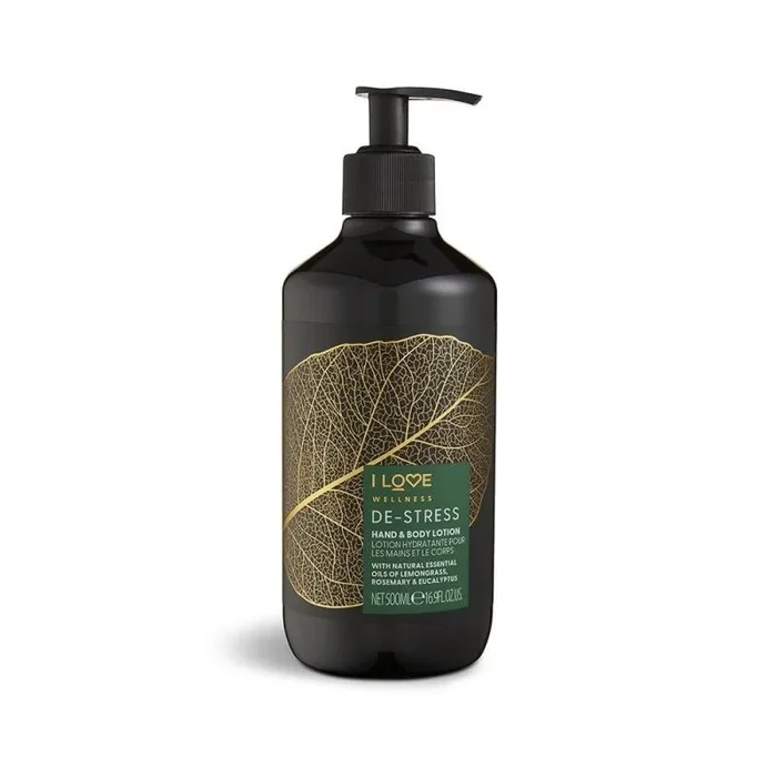 I Love Wellness DESTRESS Hand & Body Lotion, With Natural Essential Oils Of Lemongrass, Rosemary & Eucalyptus, With Avocado Oil & Shea Butter, Energising Blend, Vegetarian & Vegan-Friendly – 500ml