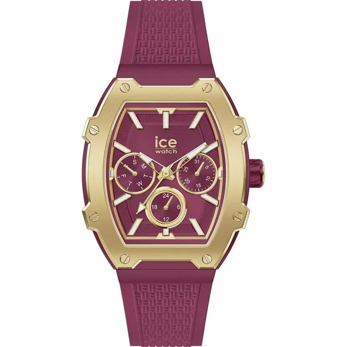 ICE-WATCH – Ice boliday Gold Burgundy – Reloj Rojo de señora con Correa de Silicona – 022868 (Pequeño)