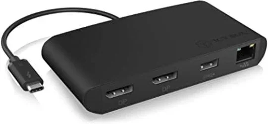 ICY BOX IB-DK406-TB3 Alámbrico Thunderbolt 3 Negro