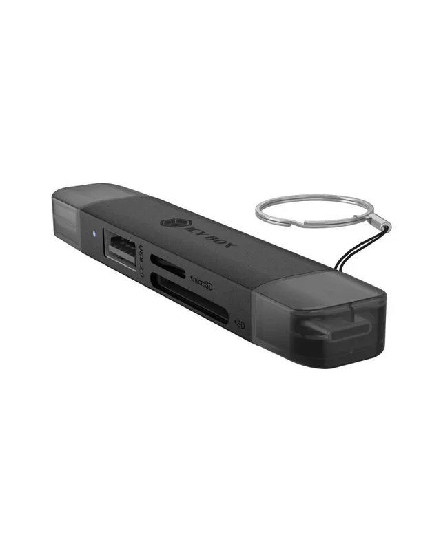 Icy Box Lector de Tarjetas 3 en 1 USB-C/A, SD y microSD de 5 Gbps con Puerto USB-A Adicional, para PC, portátil, MacBook, Tablet y Smartphone, IB-CR203-CU3