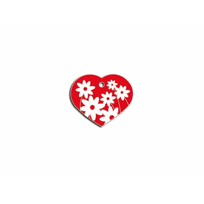 iMARC Placa Corazón Grande, 4 x 2 cm, Aluminio, Flores1 Rojo