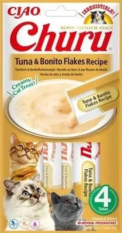 Inaba churu tuna and bonito flakes receipe – goma para gatos – 4×14 g