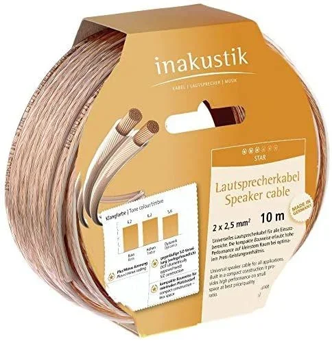 Inakustik Star Speaker Cable – Cable para altavoces (10 metros), transparente