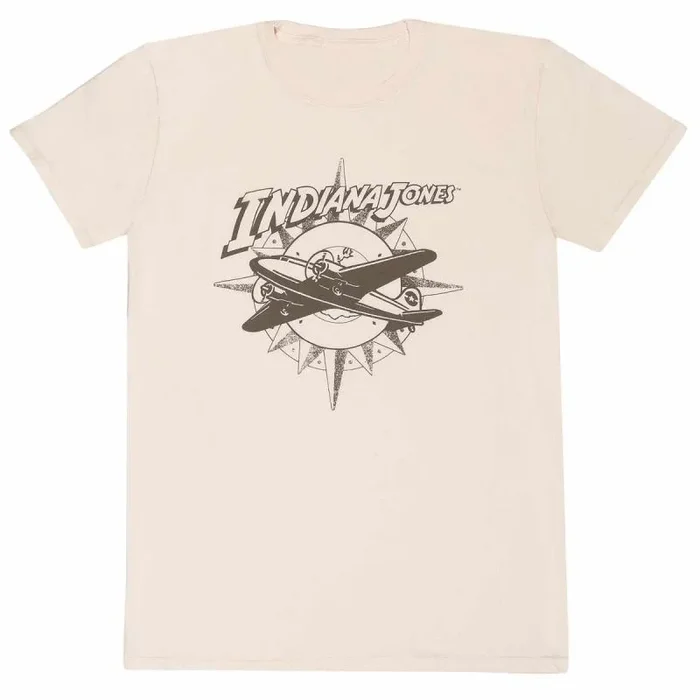 Indiana jones – plane and compass (unisex natural t-shirt) small