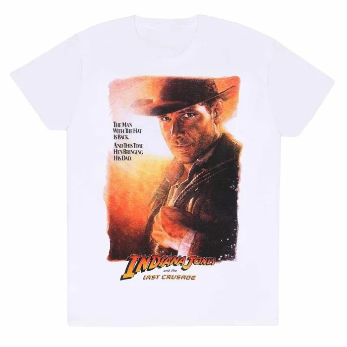 Indiana jones – the last crusade poster (unisex white t-shirt) ex ex large
