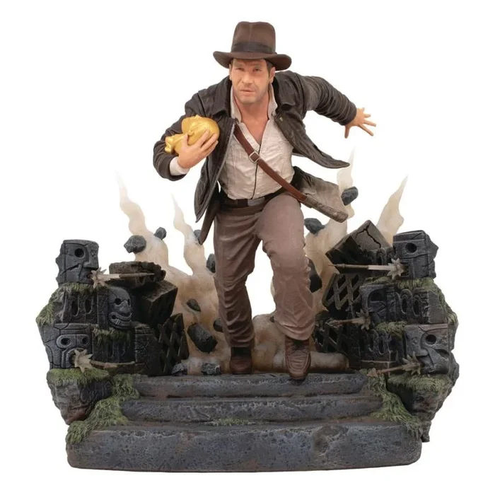 Indiana jones: en busca del arca perdida deluxe gallery estatua pvc escape with idol 25 cm