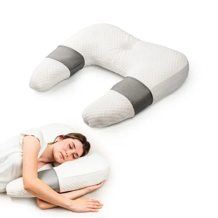 InnovaGoods® Almohada viscoelastica, Almohada ergonómica de Postura Lateral U, Disminuye la presión, Mejor Descanso en la Postura Correcta. Almohada Alivio, Descanso, relajación y Bienestar.