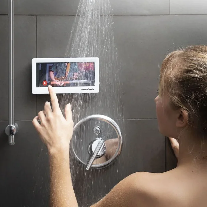 InnovaGoods® Funda Impermeable de Pared para Smartphone Cashower, Protege tu Smartphone de Las Salpicaduras y el Agua, con diseño de Funda de Pared, Ideal para el baño y la Cocina