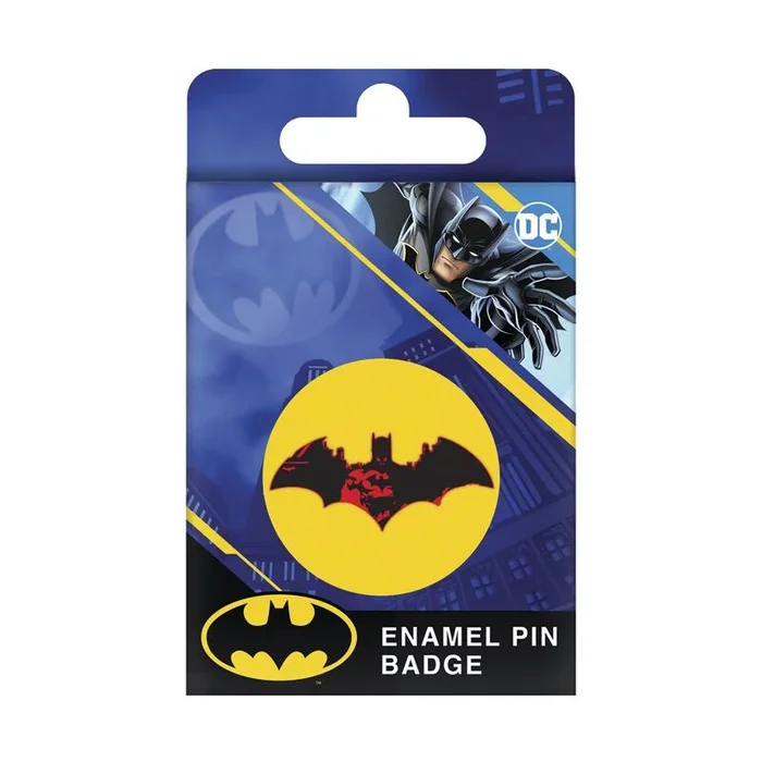 Insignia de estrella de Batman (diseño rojo) 5 cm x 1,5 cm – Producto Oficial, talla única, Esmalte, metal, plata, Sin piedras preciosas