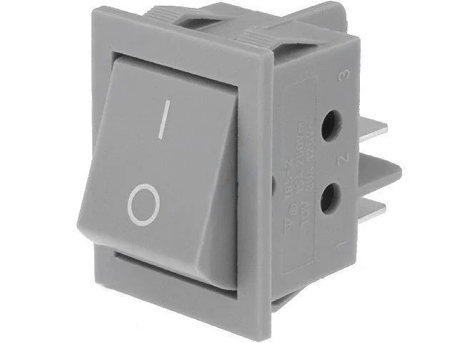 Interruptor Basculante Bipolar GRIS 15A/250Vac ON-OFF (no Luminoso)