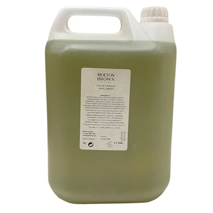 Jabón líquido de manos / Molton Brown / aroma lima & patchouli, limpieza profunda, fórmula refrescante, tamaño profesional para uso continuo – 5000 ml