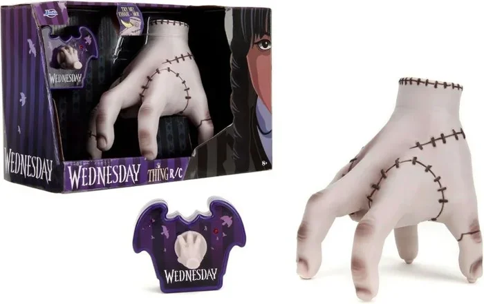 JADA Radio Control Cosa de Miércoles Addams. Mano Caminante de Forma Realista, Recargable por USB, 18 cm. (253254005)