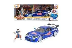 Jada- Street Fighter II, Chun-Li, Mazda RX-7 de 1993, Escala 1:24 , en Metal, Giro de Ruedas, Apertura de Puertas y Figura de Chun-Li (253255062)