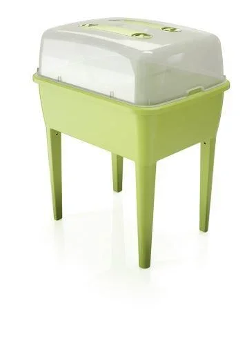 Jardinera alta 83 L, con tapa de policarbonato, para proteger tus plantas, Prosperplast Respana Planter Set de plástico en color Lima, 96,3 (alto) x 7