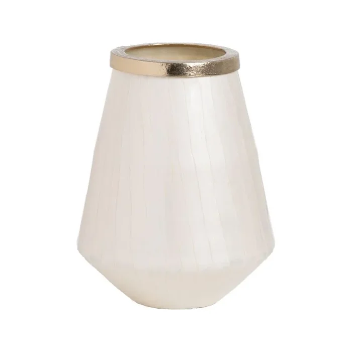 Jarrón Blanco Dorado Aluminio Cristal 23 x 23 x 29 cm – Marca: BigBuy Home – EAN: 8445146131065