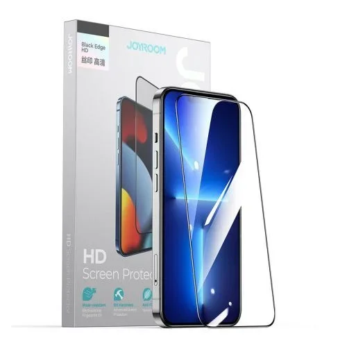 Joyroom iphone 14 knight full screen tempred glass 9h, 2.5d with frame, transparent (jr-h01)