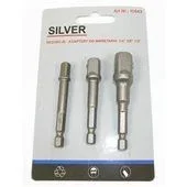 Juego de adaptadores / soportes para casquillos 3 piezas 1/2-3/8-1/4″, marca Silver, modelo profesional, ideales para trabajos mecánicos, alta durabilidad y rendimiento.