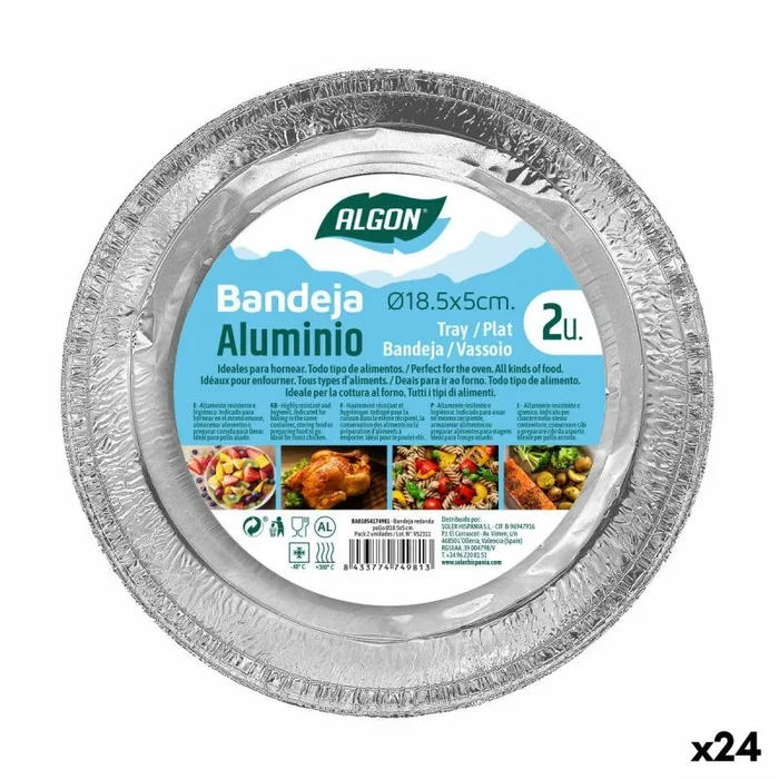 Juego de bandejas algon redonda pollo 18,5 x 5 cm (24 unidades)