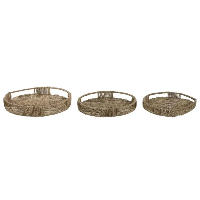 Juego de bandejas home esprit natural tropical 45 x 45 x 7 cm (3 unidades)