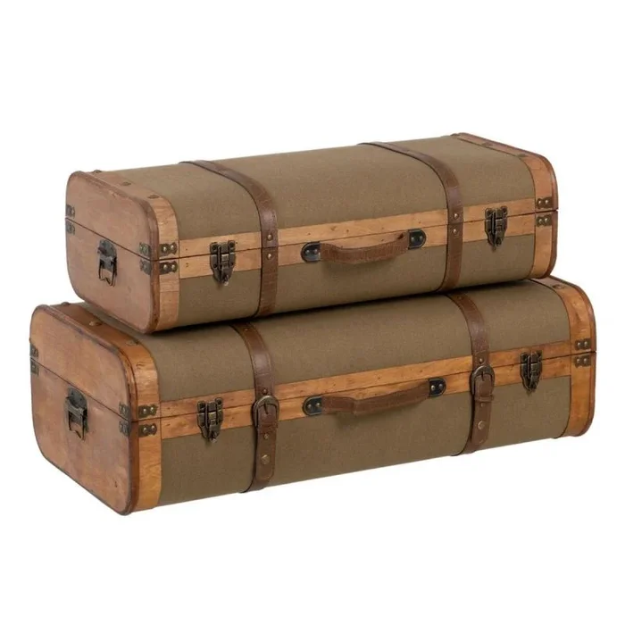 Juego de baúles 80 x 41,5 x 25 cm tejido sintético madera (2 piezas)