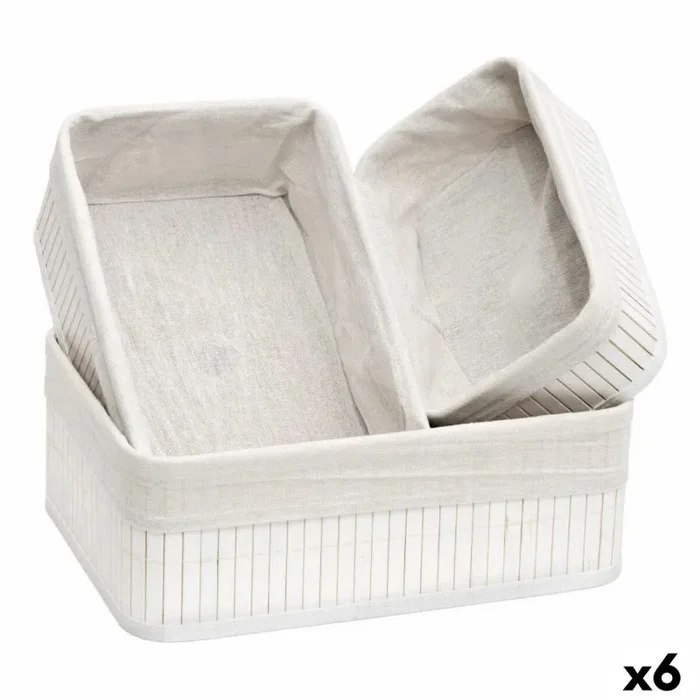 Juego de cestos confortime blanco bambú (3 piezas) (6 unidades)