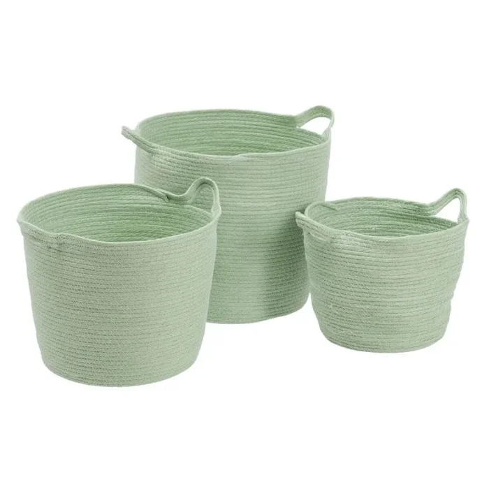 Juego de cestos cuerda 33 x 33 x 38 cm verde claro (3 piezas)