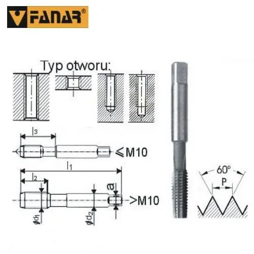 Juego de Machos de Rosca Manual Fanar NGMM/2 | 3.00×0.50 HSS | Alta Precisión, Acero Rápido, Ideal para Trabajos de Roscado en Metales