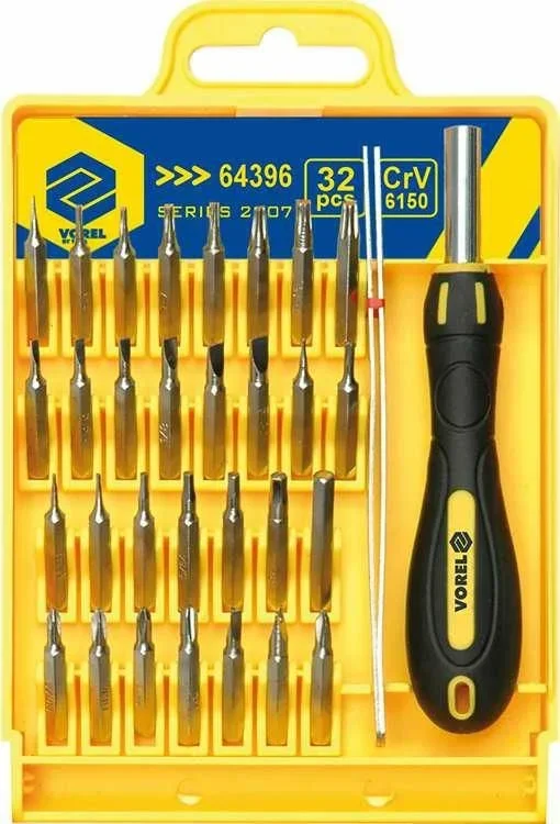 Juego de Puntas de Destornillador de Precisión Vorel 64396, 32 piezas con Sostenedor de Bits, alta durabilidad y precisión