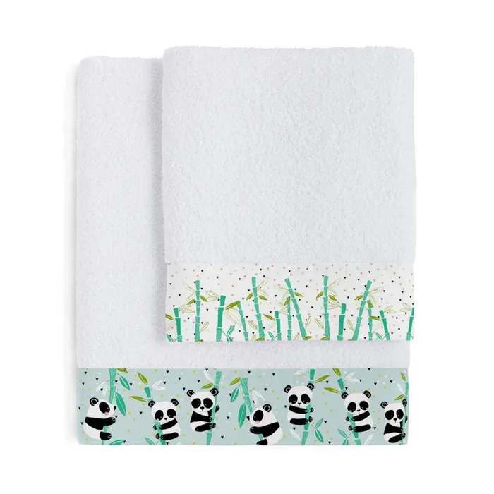 Juego de toallas happyfriday moshi moshi panda garden blue azul 2 piezas