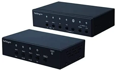 juego extensor multi entrada hdbaset con switch y escalador integrado – displayport, hdmi y vga por cat6 o cat5,2 años