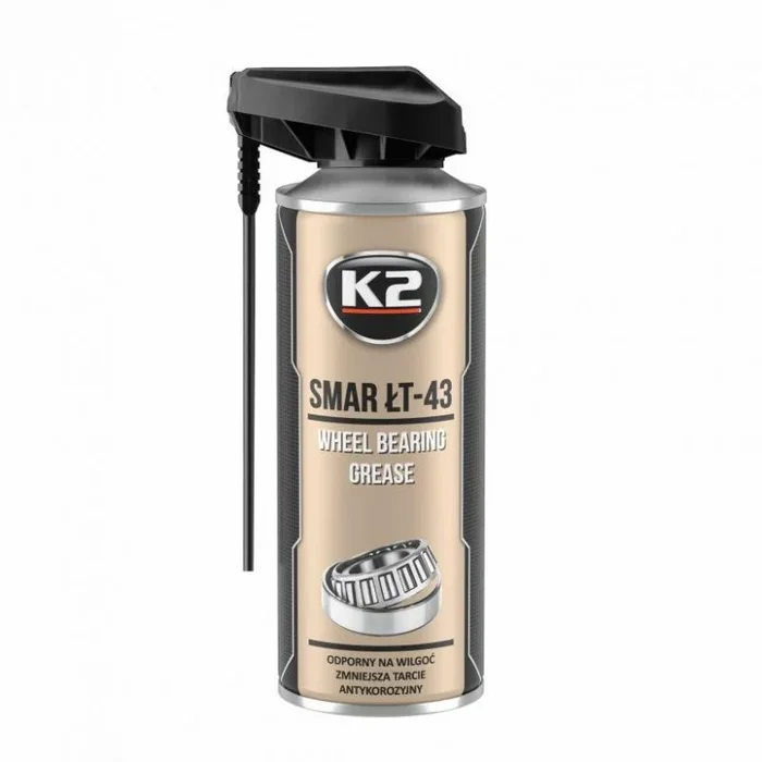 K2 Smar do Łożysk Spray LT-43 400ml, grasa lubricante para rodamientos, reduce fricción y desgaste, ideal para maquinaria, vehículos y equipos industriales, alta resistencia.