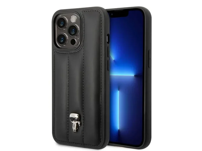 KARL LAGERFELD KLHCP14LPSQPK – Carcasa rígida para iPhone 14 Pro de 6,1 Pulgadas, Color Negro y Negro