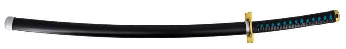 Katana S5093 de Demon Slayer – Réplica No Oficial de 103 cm, Hoja de Acero Negra con Filo Satinado, Mango Encordado Negro y Piel de Imitación de Raya Verde